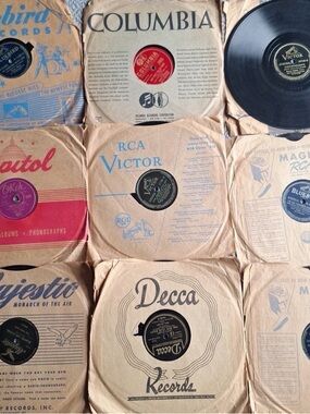 Blue Bird Vintage Vinyl Record Covers with Multicolor Labels